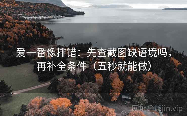 爱一番像排错：先查截图缺语境吗，再补全条件（五秒就能做）