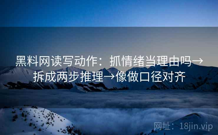 黑料网读写动作：抓情绪当理由吗→拆成两步推理→像做口径对齐